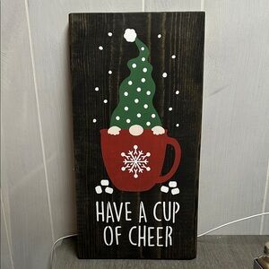 Gnome Red and Green Holiday Wall Art featuring a Cocoa or Coffee theme